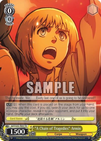 Image for "A Chain of Tragedies" Armin (AOT/S35-TE03 TD) (Attack on Titan) - Weiss Schwarz