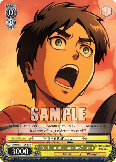 Image for "A Chain of Tragedies" Eren (AOT/S35-TE04 TD) (Attack on Titan) - Weiss Schwarz