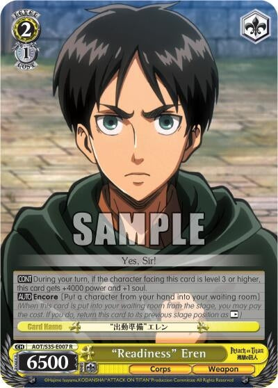 Image for "Readiness" Eren (AOT/S35-E007 R) (Attack on Titan) - Weiss Schwarz