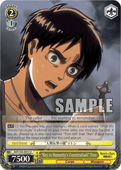 Image for "Key to Humanity's Counterattack" Eren (AOT/S35-E013 U) (Attack on Titan) - Weiss Schwarz