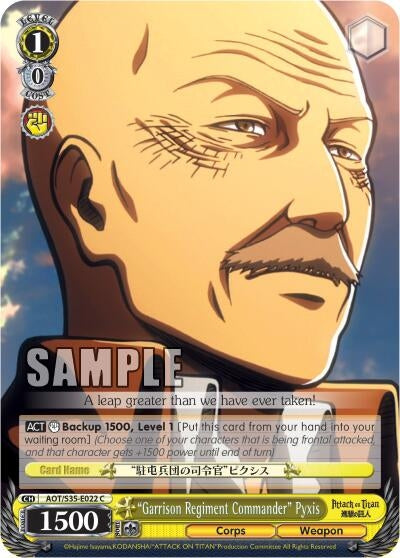 Image for "Garrison Regiment Commander" Pyxis (AOT/S35-E022 C) (Attack on Titan) - Weiss Schwarz