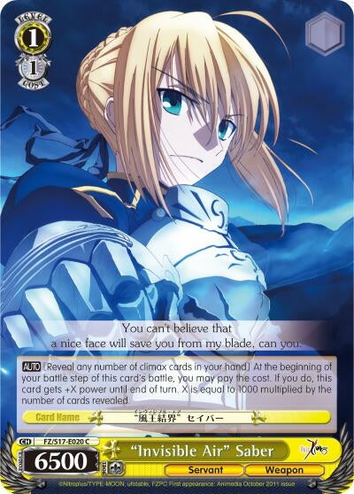 Image for "Invisible Air" Saber (FZ/S17-E020 C) (Fate/Zero) - Weiss Schwarz