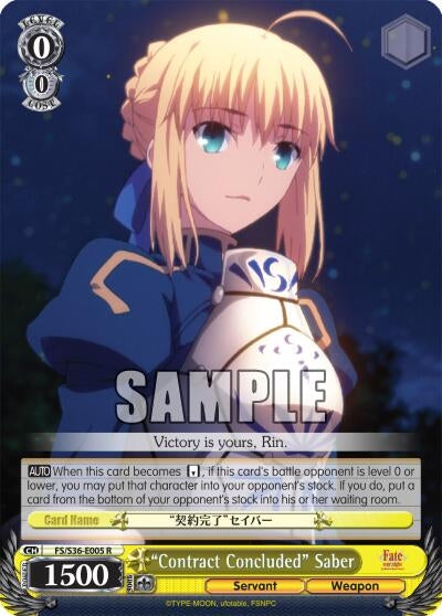 Image for "Contract Concluded" Saber (FS/S36-E005 R) (Fate/stay night [Unlimited Blade Works] Vol. II) - Weiss Schwarz