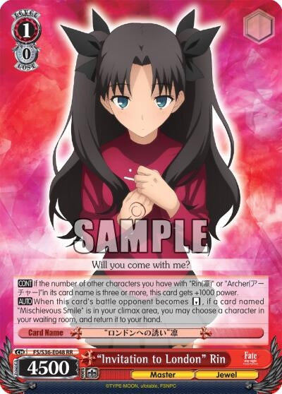 Image for "Invitation to London" Rin (FS/S36-E048 RR) (Fate/stay night [Unlimited Blade Works] Vol. II) - Weiss Schwarz
