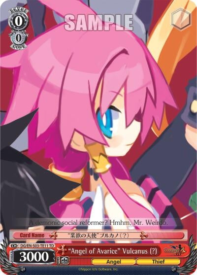 Image for "Angel of Avarice" Vulcanus (?) (DG/EN-S03-TE11 TD) (Disgaea) - Weiss Schwarz