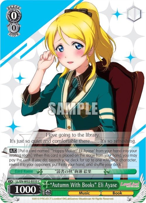 Image for "Autumn With Books" Eli Ayase (LL/EN-W02-E033 C) (Love Live! DX Vol.2) - Weiss Schwarz