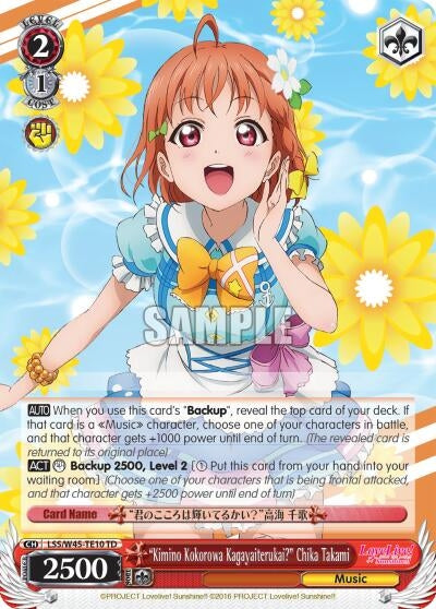 Image for "Kimino Kokorowa Kagayaiterukai?" Chika Takami (LSS/W45-TE10 TD) (Love Live! Sunshine!!) - Weiss Schwarz
