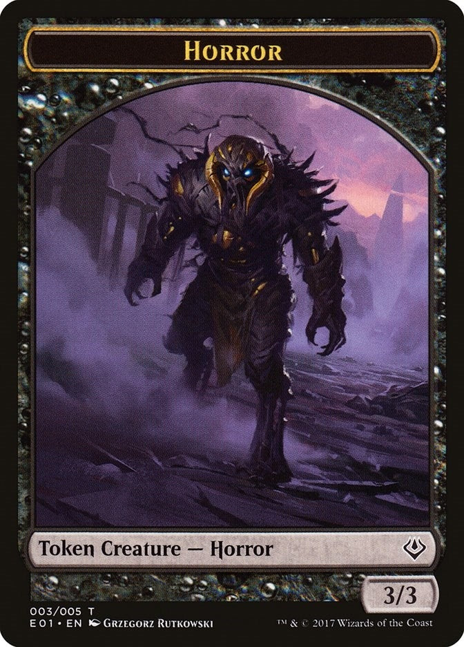 Image for Horror // Zombie Double-Sided Token (3 // 20) (Nicol Bolas) - Magic: The Gathering