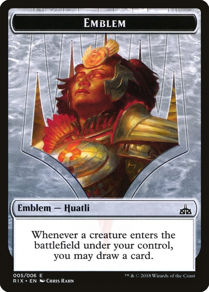 Image for Emblem - Huatli, Radiant Champion (5) (Rivals of Ixalan) - Magic: The Gathering