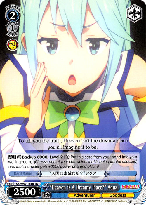 Image for "Heaven is A Dreamy Place?" Aqua (KS/W49-TE16 TD) (KonoSuba) - Weiss Schwarz