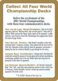 Image for 2001 World Championship Advertisement Card (World Championship Decks) - Magic: The Gathering