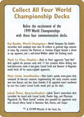 Image for 1999 World Championship Advertisement Card (World Championship Decks) - Magic: The Gathering