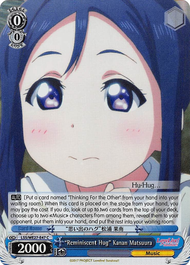 Image for "Reminiscent Hug" Kanan Matsuura (Parallel Foil) (LSS/WE27-E47 C) (Love Live! Sunshine!! Extra Booster) - Weiss Schwarz