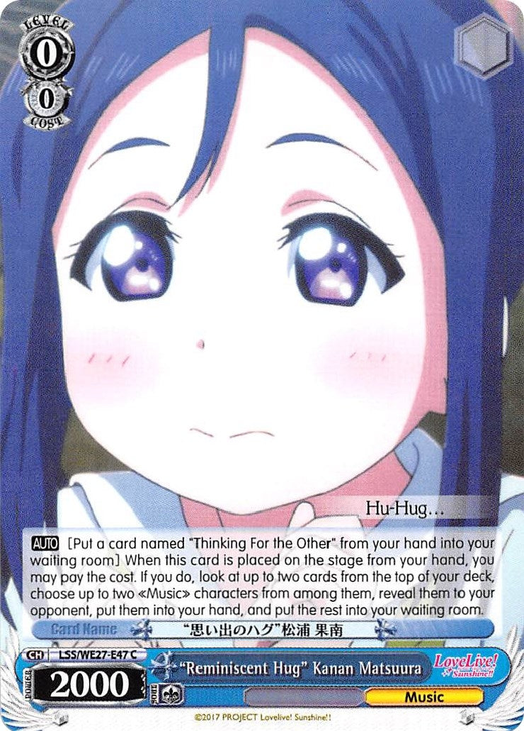 Image for "Reminiscent Hug" Kanan Matsuura (LSS/WE27-E47 C) (Love Live! Sunshine!! Extra Booster) - Weiss Schwarz
