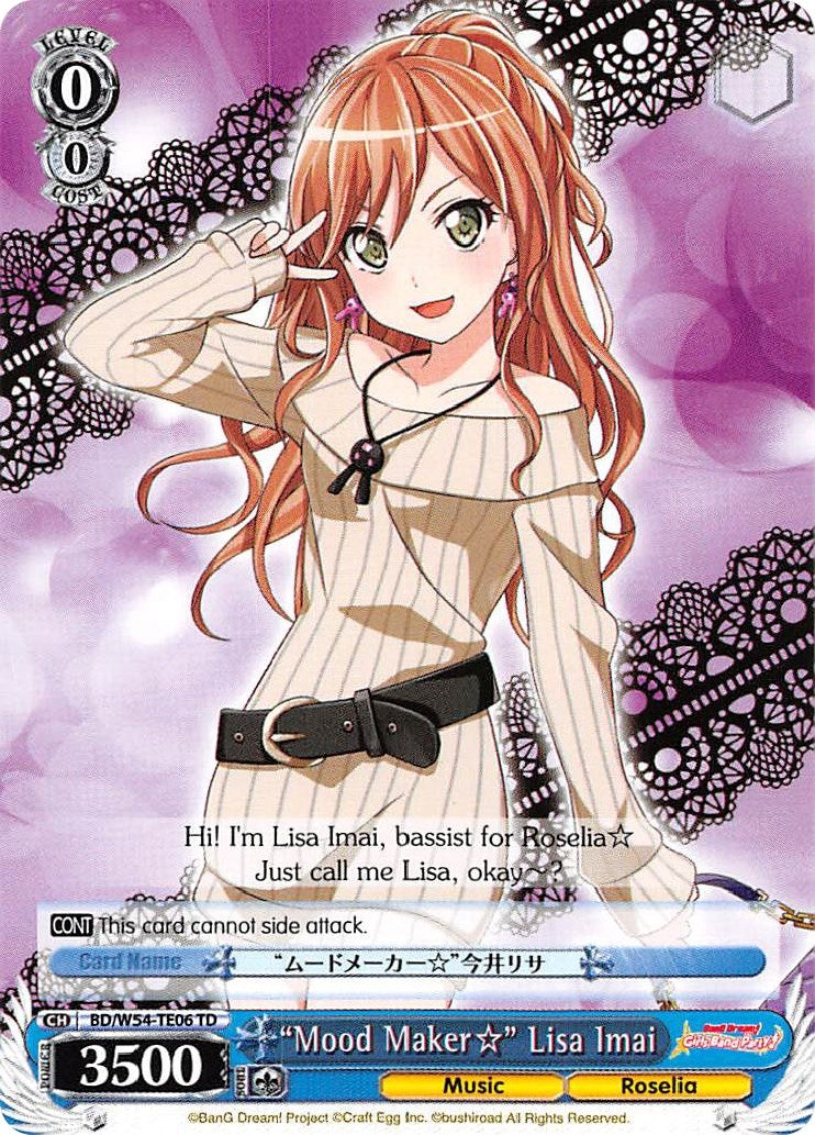 Image for "Mood Maker" Lisa Imai (BD/W54-TE06 TD) (BanG Dream! Girls Band Party!) - Weiss Schwarz