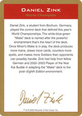 Image for 2003 Daniel Zink Biography Card (World Championship Decks) - Magic: The Gathering
