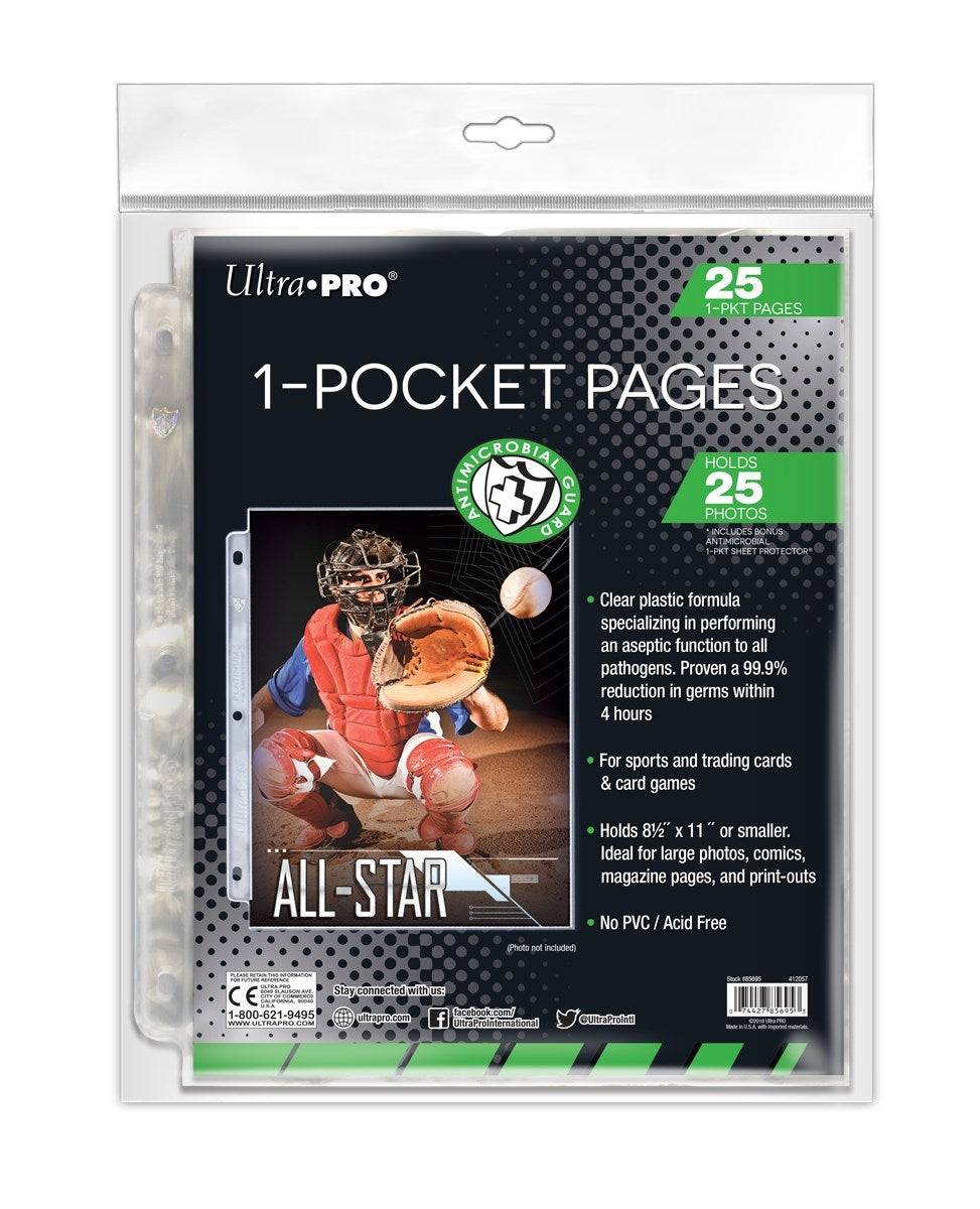 Image for Ultra Pro 1-Pocket Antimicrobial Pages 8.5" x 11" (25-Pack) - Card Sleeves