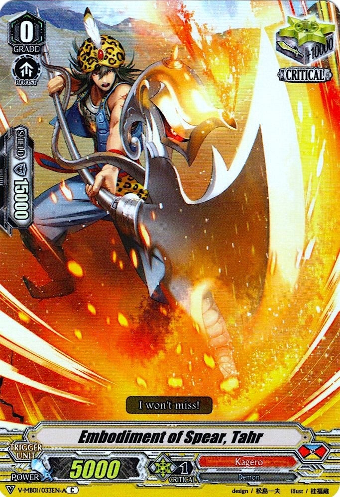 Image for Embodiment of Spear, Tahr (Parallel Foil) (V-MB01/033EN-A) (V-MB01: PSYqualia Strife) - Cardfight Vanguard