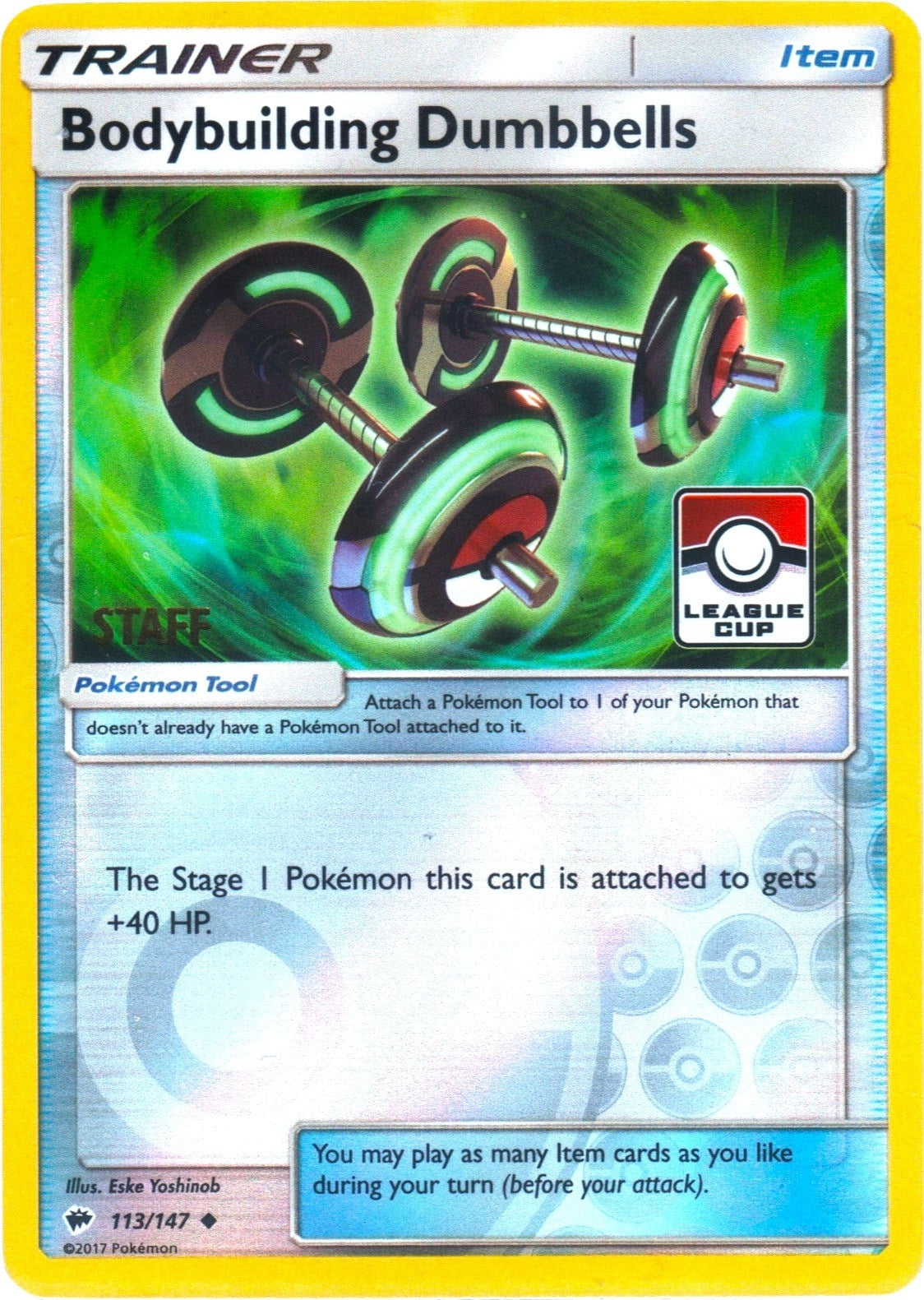 Image for Bodybuilding Dumbbells - 113/147 (League Cup) [Staff] (113/147) (PR) - Pokemon