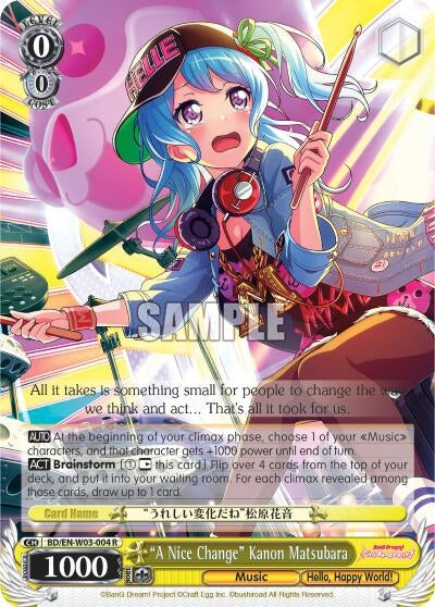 Image for "A Nice Change" Kanon Matsubara (BD/EN-W03-004 R) (BanG Dream! Girls Band Party! MULTI LIVE) - Weiss Schwarz