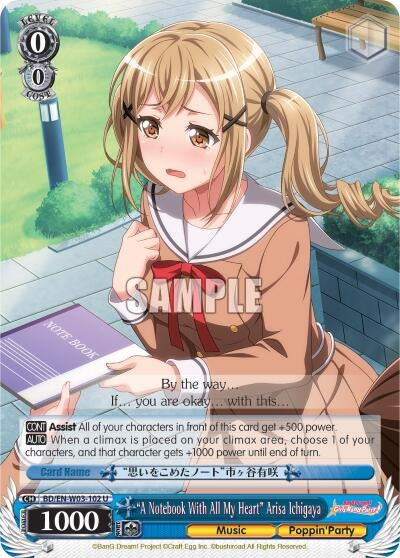 Image for "A Notebook With All My Heart" Arisa Ichigaya (BD/EN-W03-102 U) (BanG Dream! Girls Band Party! MULTI LIVE) - Weiss Schwarz