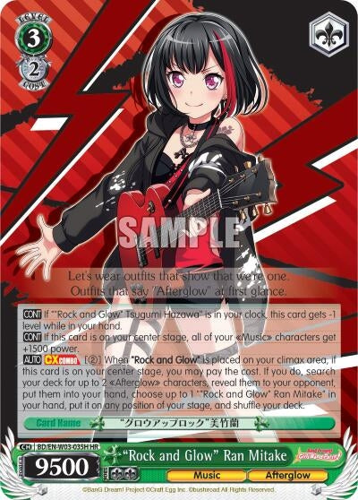 Image for "Rock and Glow" Ran Mitake (HR) (BD/EN-W03-035H HR) (BanG Dream! Girls Band Party! MULTI LIVE) - Weiss Schwarz