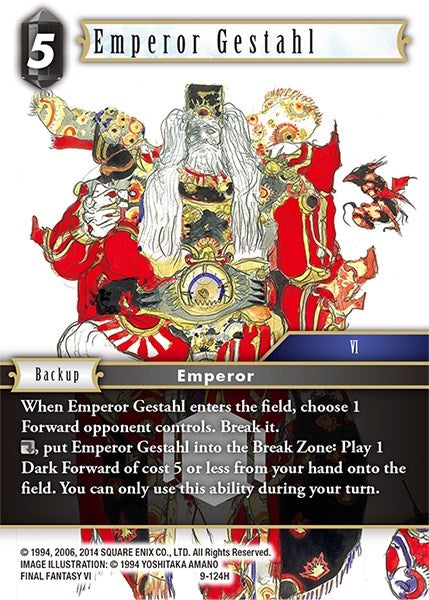 Image for Emperor Gestahl (9-124H) (Opus IX) - Final Fantasy TCG