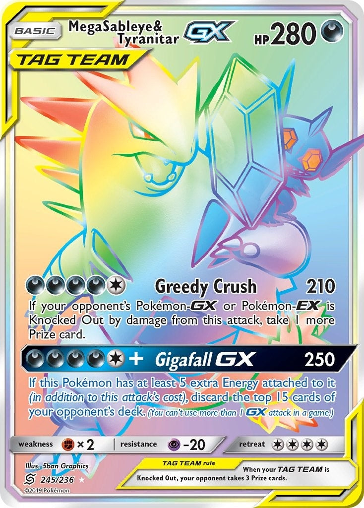 Image for Mega Sableye & Tyranitar GX (Secret) (245/236) (SM11) - Pokemon