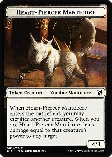 Image for Heart-Piercer Manticore // Dragon Double-Sided Token (7 // 12) (Commander 2019) - Magic: The Gathering