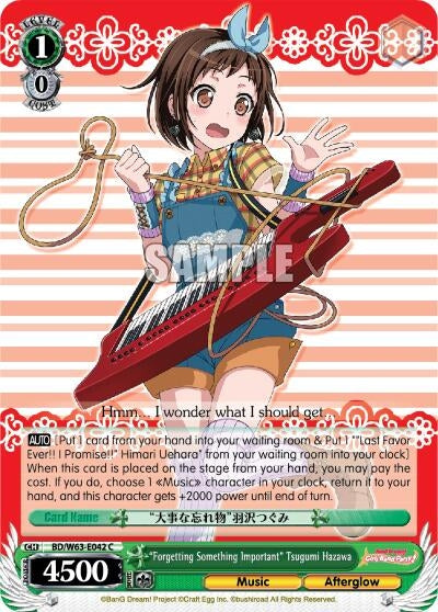 Image for "Forgetting Something Important" Tsugumi Hazawa (BD/W63-E042 C) (BanG Dream! Girls Band Party! Vol.2) - Weiss Schwarz