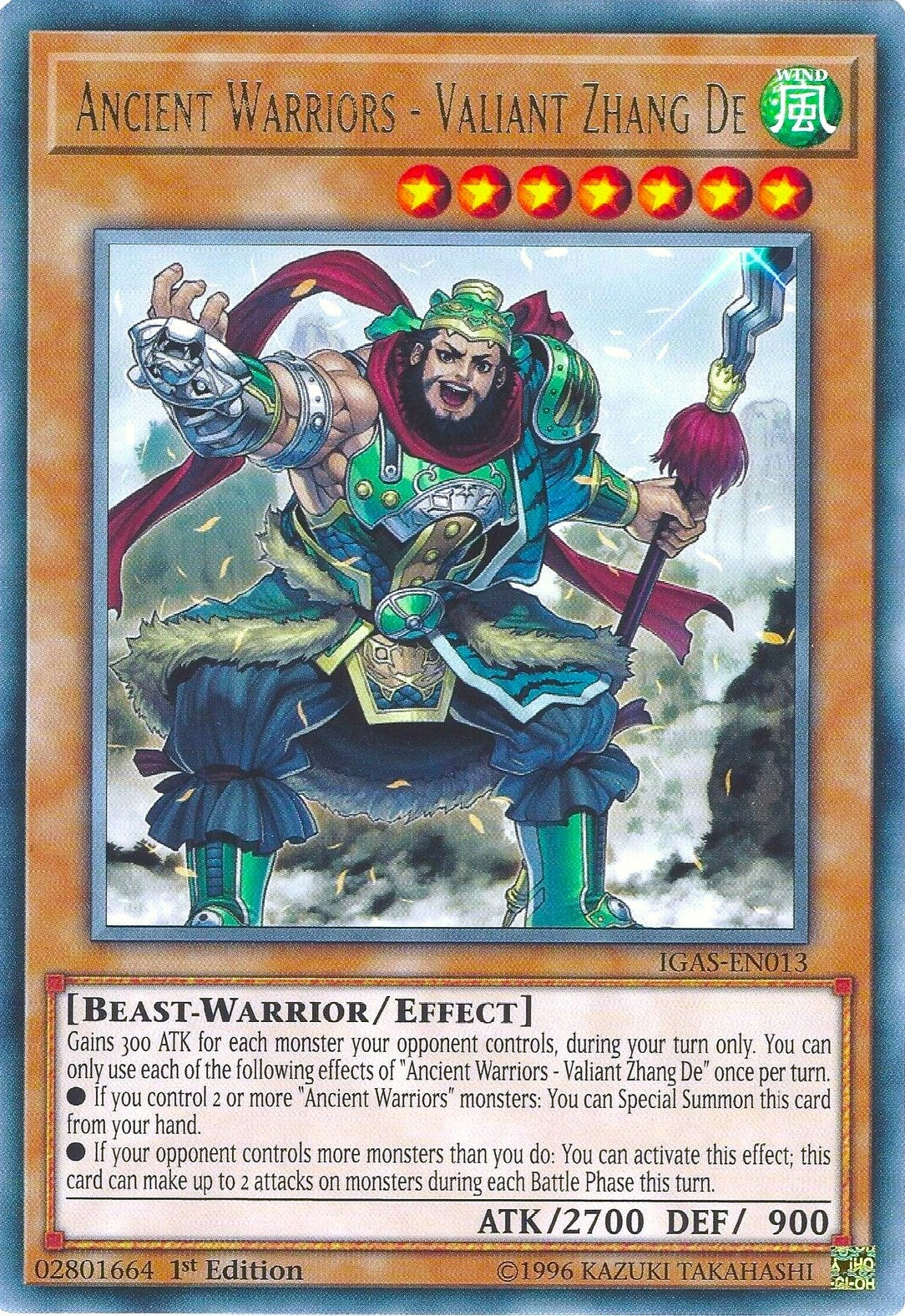 Image for Ancient Warriors - Valiant Zhang De (IGAS-EN013) (IGAS) - YuGiOh