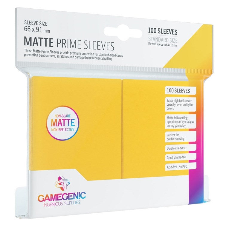 Image for GameGenic Matte Prime Sleeve - Standard Size - Yellow (100-Pack) - Card Sleeves