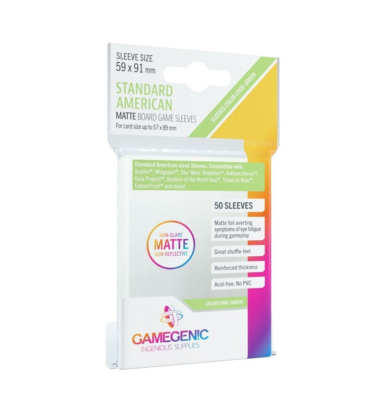 Image for GameGenic Matte Board Game Sleeves - Standard American (50-Pack) - Card Sleeves