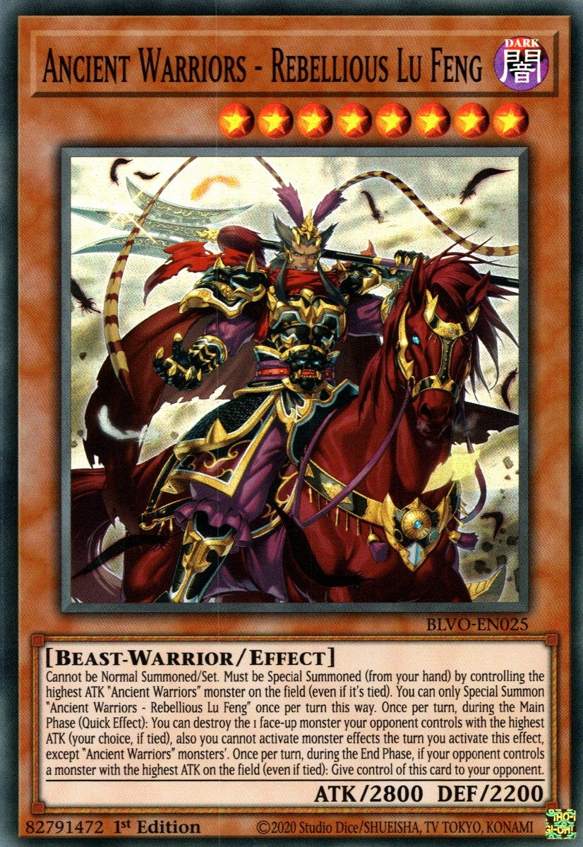 Image for Ancient Warriors - Rebellious Lu Feng (BLVO-EN025) (BLVO) - YuGiOh