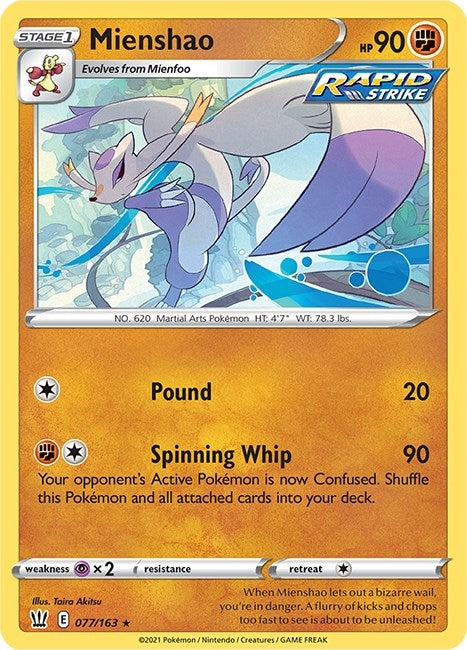 Image for Mienshao (077/163) (SWSH05) - Pokemon
