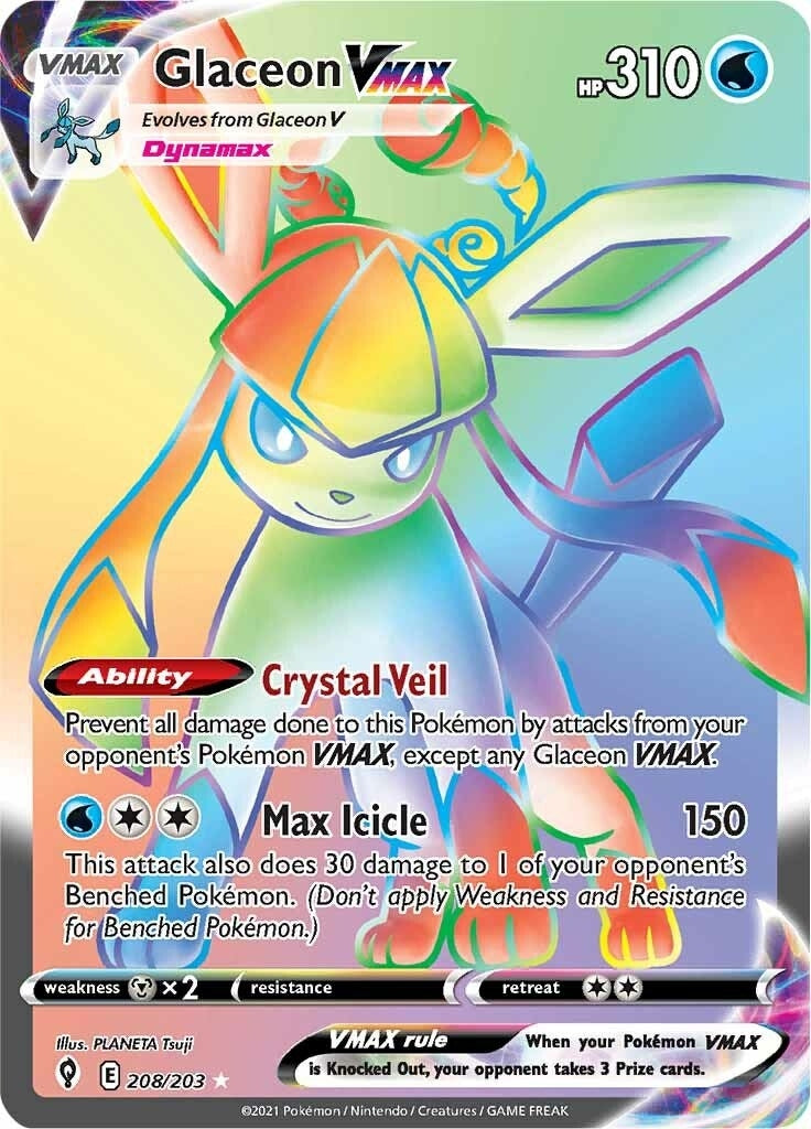 Image for Glaceon VMAX (Secret) (208/203) (SWSH07) - Pokemon