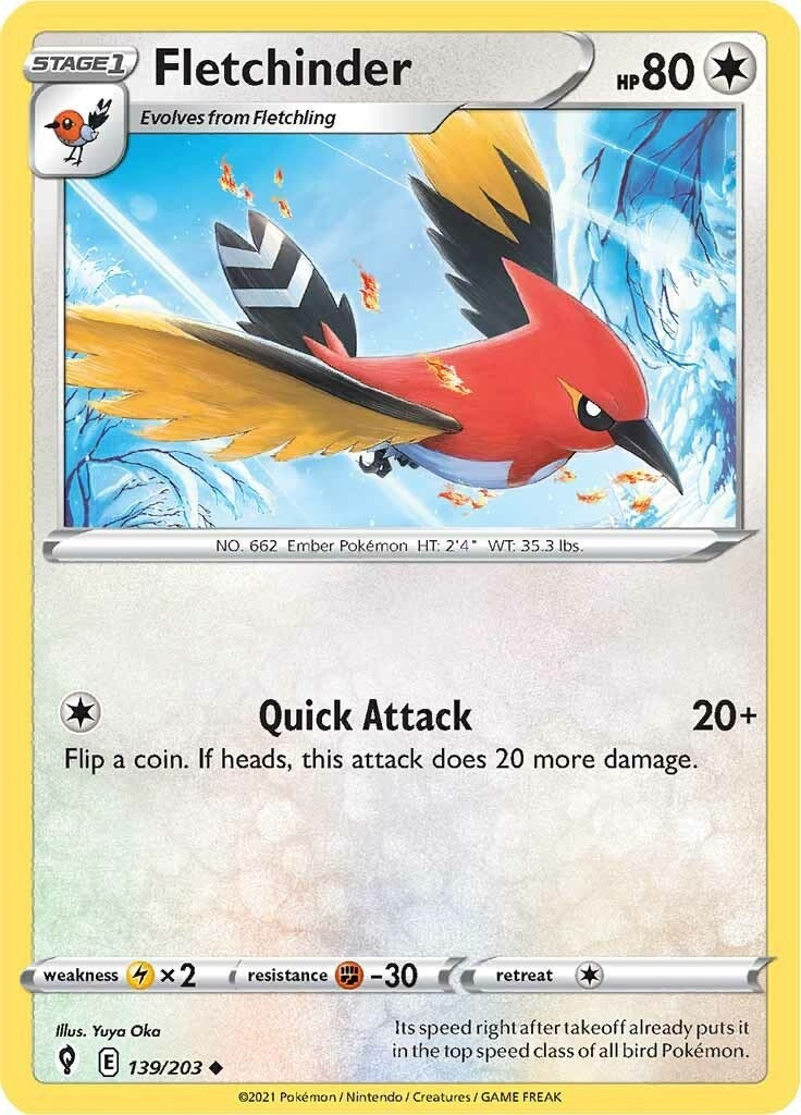 Image for Fletchinder (139/203) (SWSH07) - Pokemon