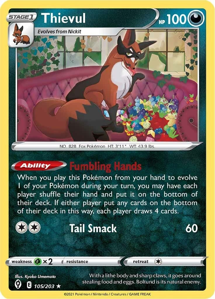 Image for Thievul (105/203) (SWSH07) - Pokemon