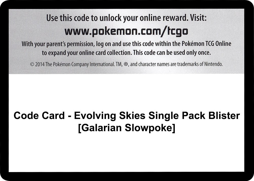 Image for Code Card - Evolving Skies Single Pack Blister [Galarian Slowpoke] (SWSH07) - Pokemon