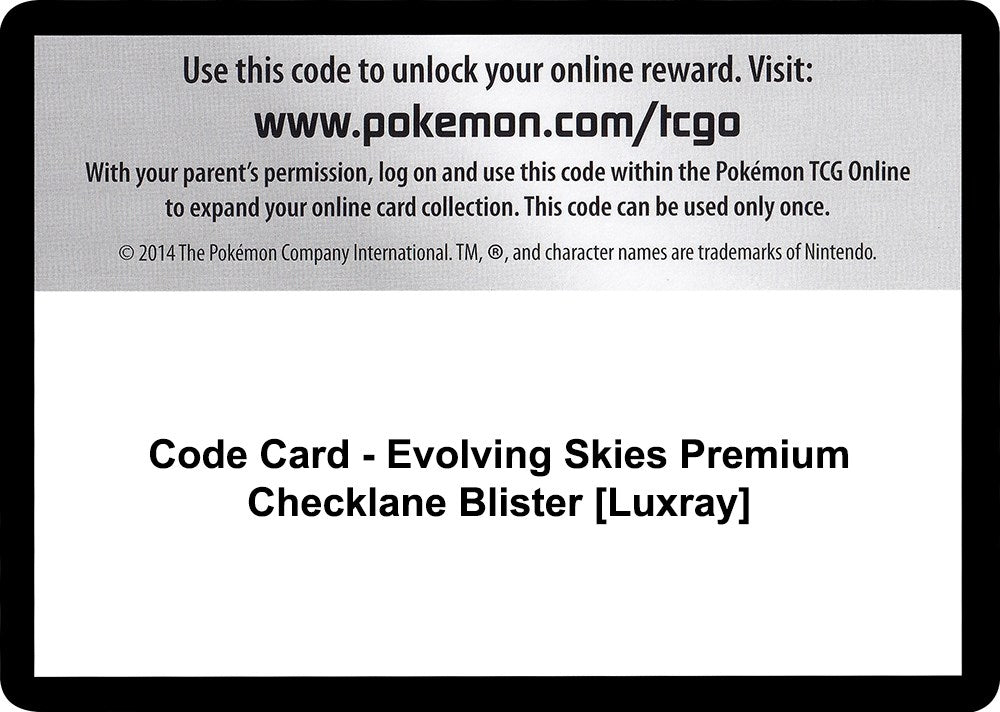 Image for Code Card - Evolving Skies Premium Checklane Blister [Luxray] (SWSH07) - Pokemon