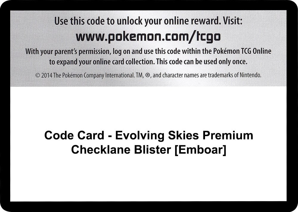 Image for Code Card - Evolving Skies Premium Checklane Blister [Emboar] (SWSH07) - Pokemon