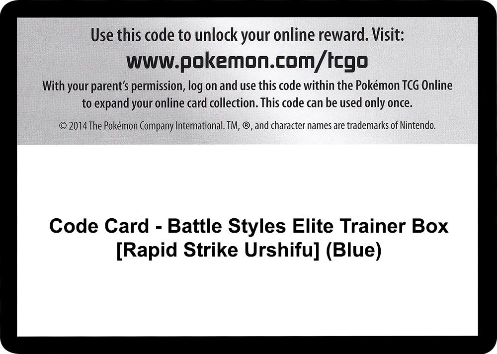 Image for Code Card - Battle Styles Elite Trainer Box [Rapid Strike Urshifu] (Blue) (SWSH05) - Pokemon