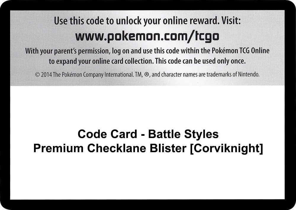Image for Code Card - Battle Styles Premium Checklane Blister [Corviknight] (SWSH05) - Pokemon