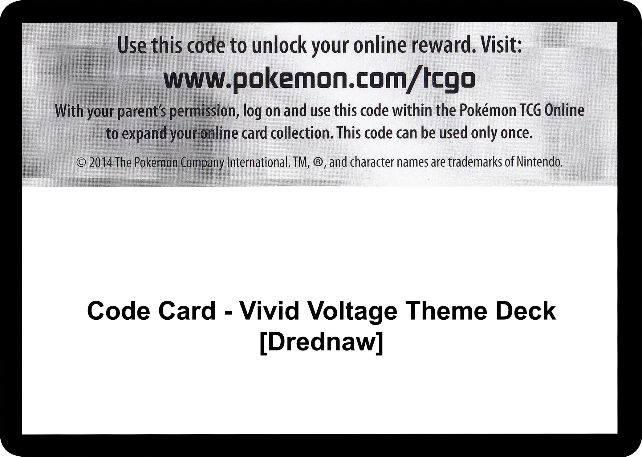 Image for Code Card - Vivid Voltage Theme Deck [Drednaw] (SWSH04) - Pokemon