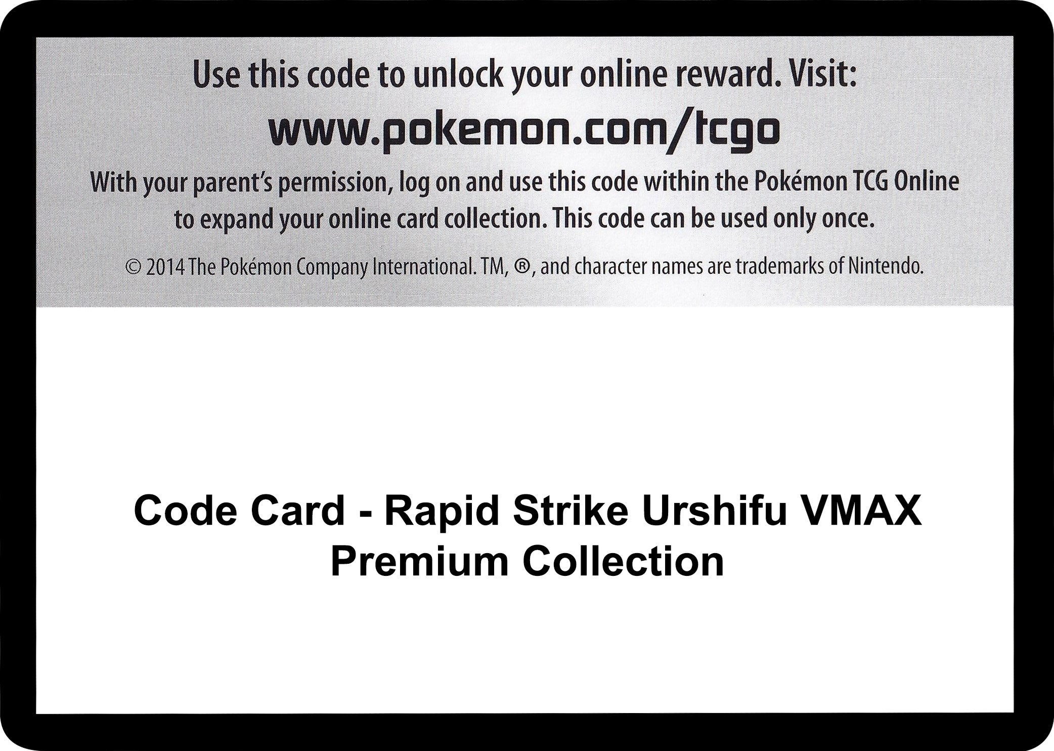 Image for Code Card - Rapid Strike Urshifu VMAX Premium Collection (SWSH08) - Pokemon