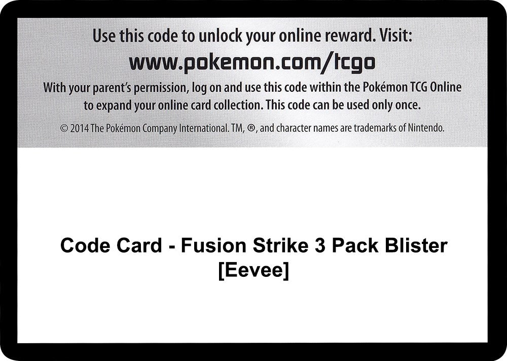 Image for Code Card - Fusion Strike 3 Pack Blister [Eevee] (SWSH08) - Pokemon