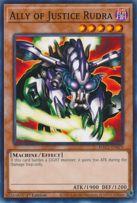 Image for Ally of Justice Rudra (HAC1-EN079) (HAC1) - YuGiOh