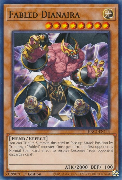 Image for Fabled Dianaira (HAC1-EN143) (HAC1) - YuGiOh