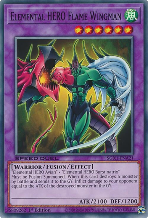 Image for Elemental HERO Flame Wingman (SGX1-ENA21) - YuGiOh