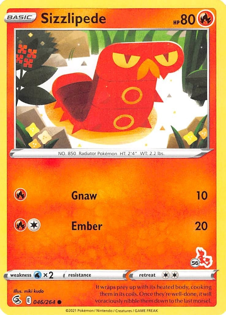 Image for Sizzlipede - 046/264 (#56 Cinderace Stamped) (046/264) (BA22) - Pokemon